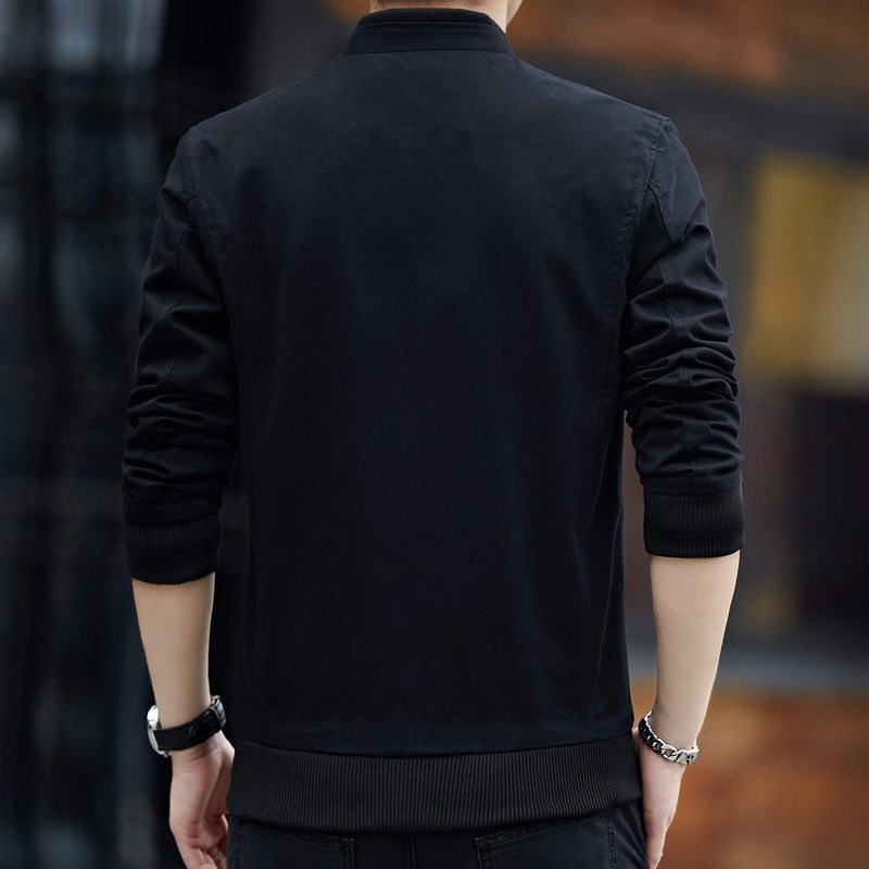 Womleys Mens Casual Windbreaker Outerwear Slim Fit Cotton Lightweight Jackets (Small, Black) - Image 4